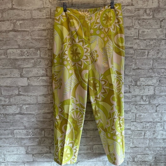 TALBOTS fun print stretch pants women’s size 10 green lime - Picture 1 of 7